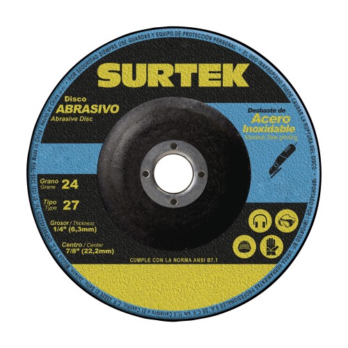 Surtek - 128201 - Disco abrasivo tipo 27 para desbaste de