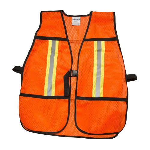 Surtek - 137376 - Chaleco de seguridad malla naranja correas ajustables cintasprismáticas 