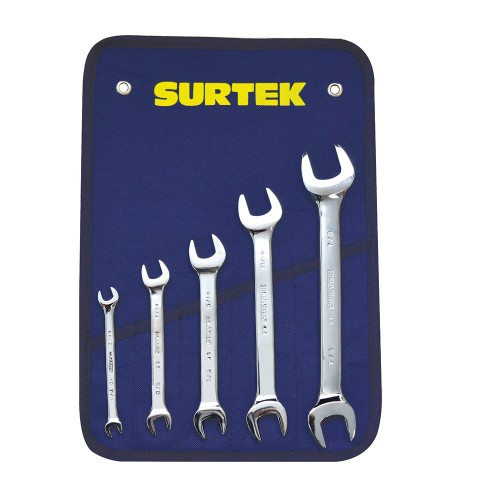 Surtek - 205 - Juego de 5 llaves españolas pulido espej