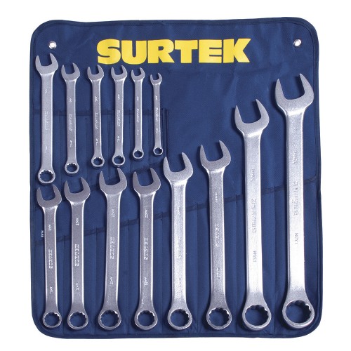 Surtek - COM15M - Juego de 14 llaves combinadas satinadas