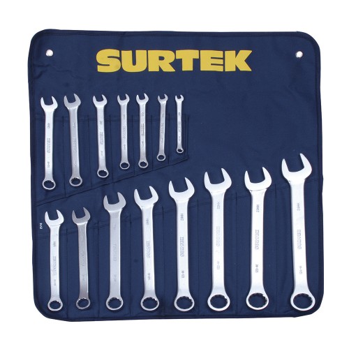 Surtek - COM16M - Juego de 15 llaves combinadas satinadas