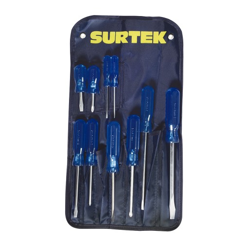 Surtek - D02P - Juego de 10 destornilladores azul combinado 