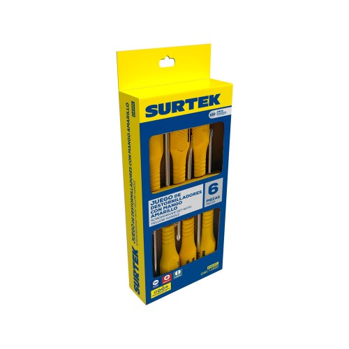 Juego de destornilladores con mango amarillo combinados con caja, 6 piezas Surtek D40DC