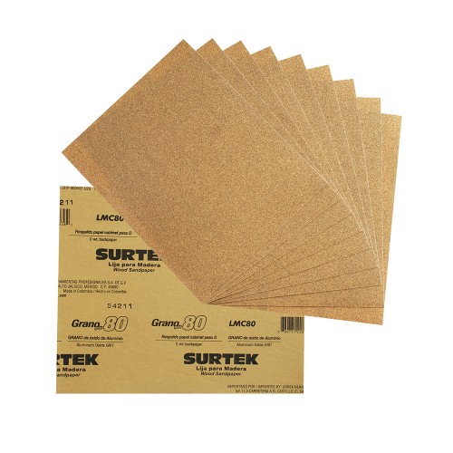 Surtek - LMC80 - Lija para madera papel cabinet grano 80