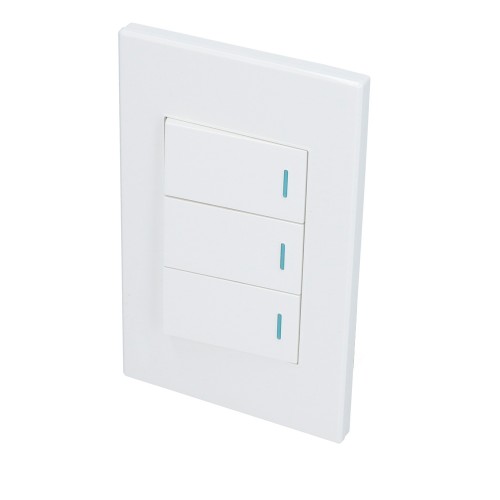 Surtek - P623B - Placa con 3 switch 1/3 color blanco